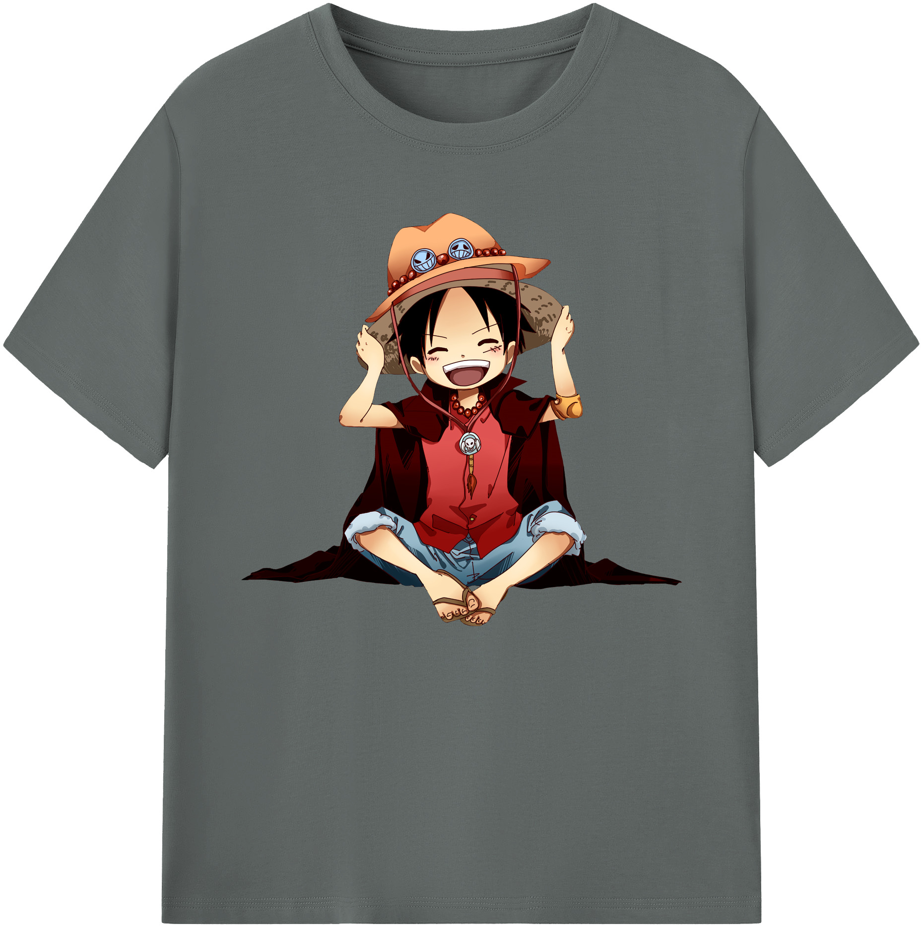 ワンピース モンキー・D・ルフィ ONE PIECE Monkey D. Luffy 綿100％ メンズ半袖Tシャツ｜肌触りやわらか＆通気性